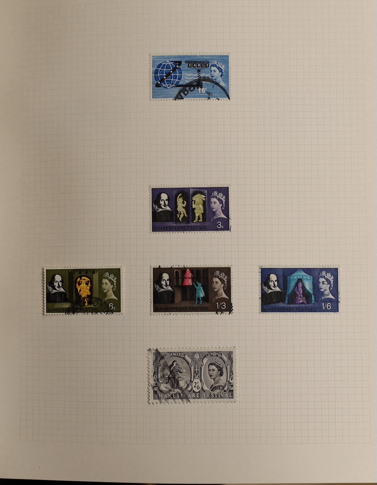 Great Britain stamps from 1840 1d black used in 6 Plymouth Albums including 1934 re-engraved set mint, 1939 10sh. dark blue mint, F.D. covers in 15 albums from 1940-2002, 1960's commemoratives (3 boxes)